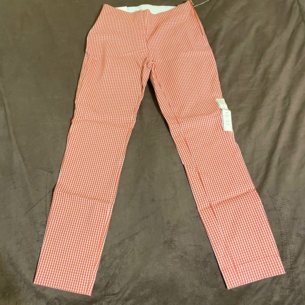 Red/pink plaid High rise skinny ankle pants